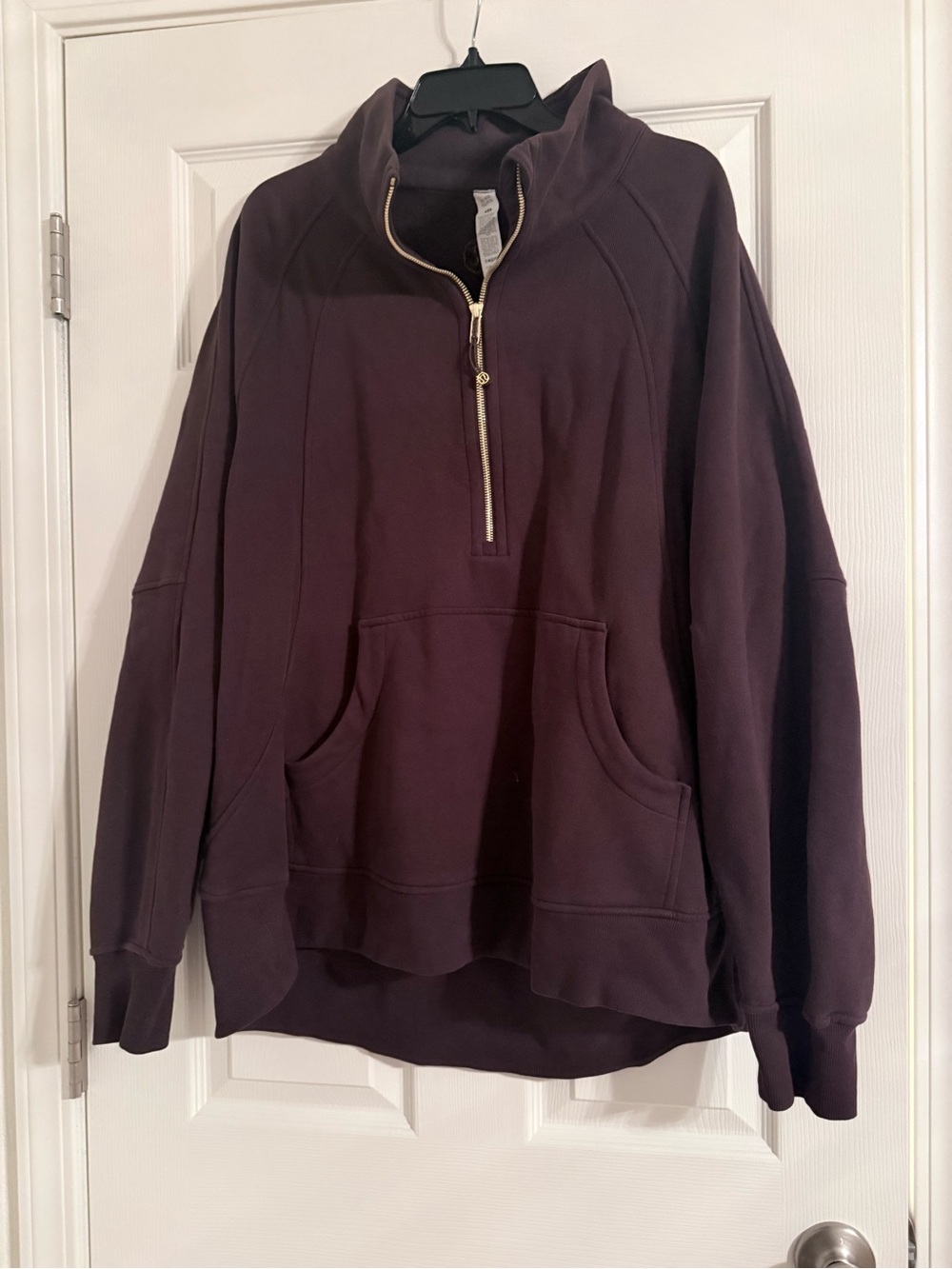 lululemon athletica Half-Zip Pullover Hoodie in Dark Plum with Gold Zipper